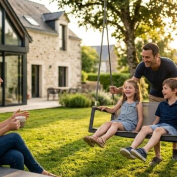 famille s'installant dans une maison spacieuse d'une ville de l'ouest parisien